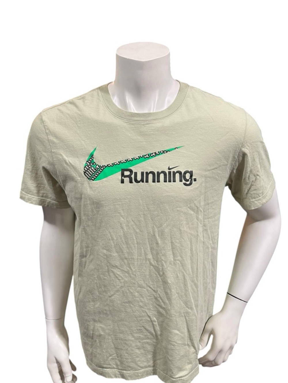 Nike Running Men’s Athletic Green Logo Short Sleeve Dri-Fit L
